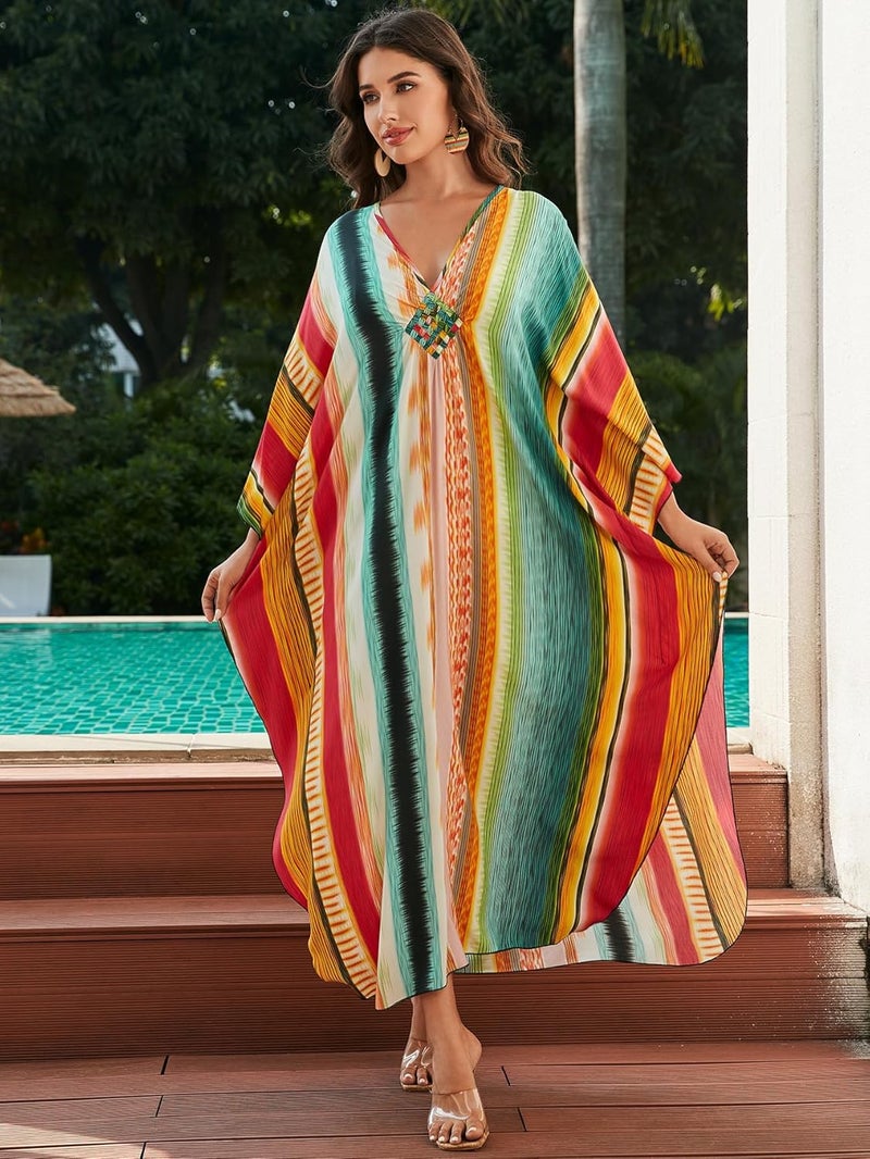 KEYLORTING Women's Plus Size Kaftan Dress – Plus Size Maxi Dress Moo Moos Beach Cover Up,Bathing Suit Cover-Up Loungewear - Image 2